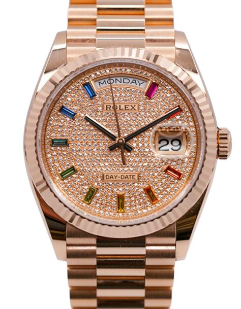 rolex 36mm rainbow|rolex 36mm everose gold.